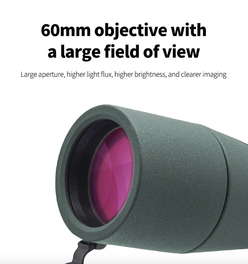 25-75x60 Zoom-Spektiv ED-Linse Leistungsstarkes Monokular Bak4-Prismen-Teleskop für Outdoor-Camping und Vogelbeobachtung