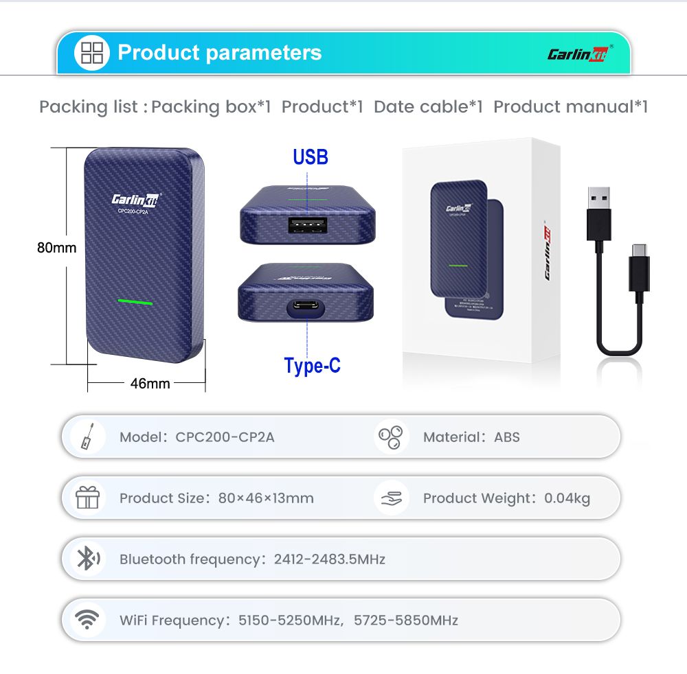 CarlinKit 4.0 Kabellose CarPlay-Box für Audi VW Porsche Kia Plug and Play Einfache Einrichtung Freisprechverbindung