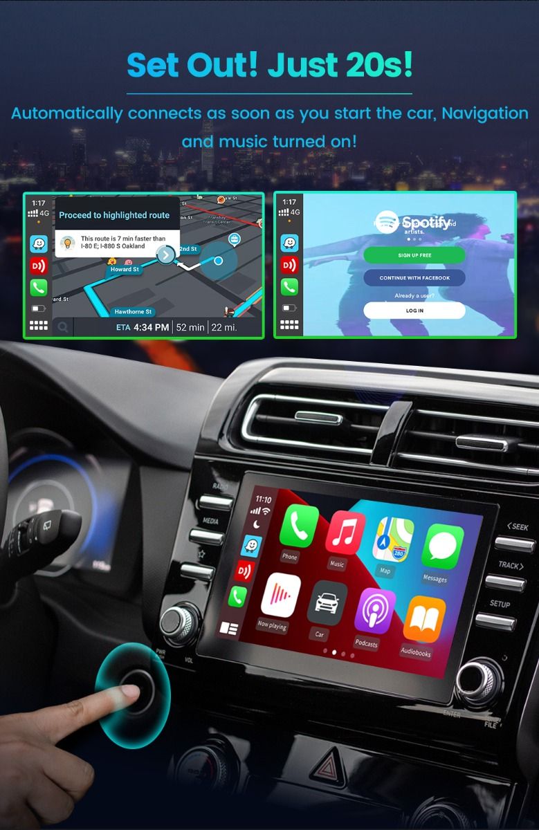 CarlinKit 4.0 Kabellose CarPlay-Box für Audi VW Porsche Kia Plug and Play Einfache Einrichtung Freisprechverbindung