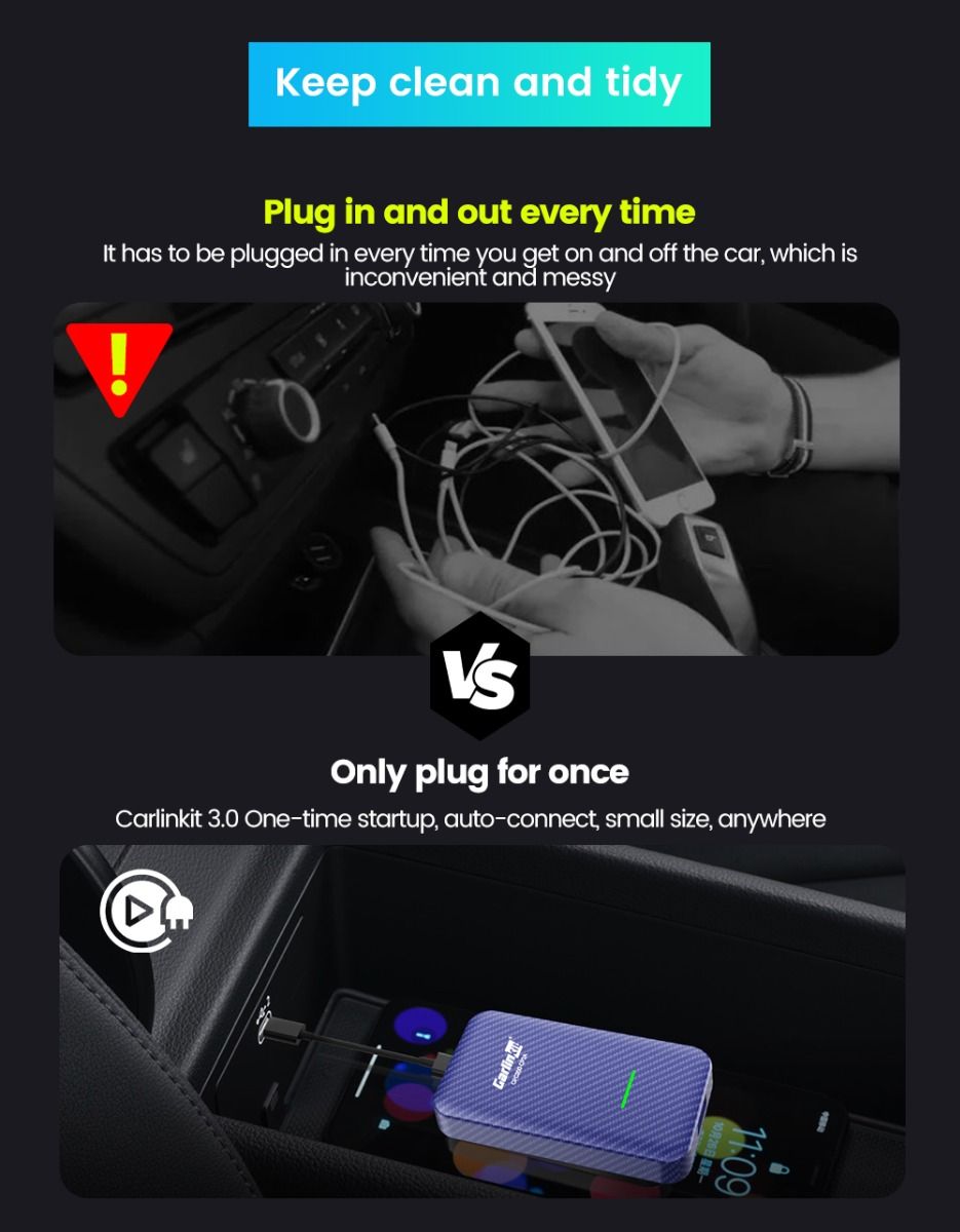 CarlinKit 4.0 Kabellose CarPlay-Box für Audi VW Porsche Kia Plug and Play Einfache Einrichtung Freisprechverbindung