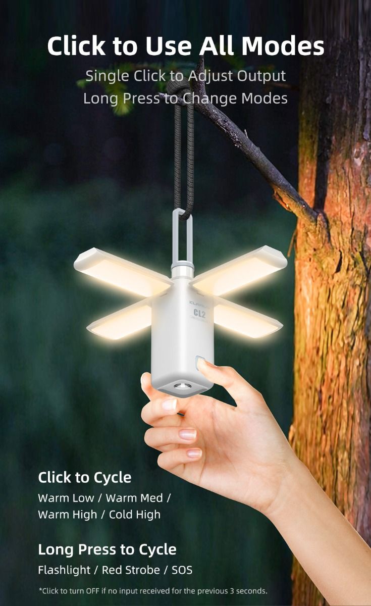Klarus CL2 750 Lumen Freifaltendes Campinglicht Tragbare Augenschonende Vielseitige Lampe mit 7 Lichtmodi