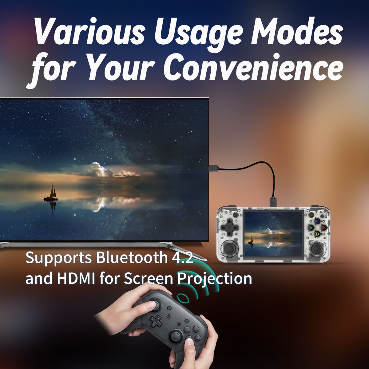 Anbernic RG35XX H Handheld-Konsole mit 5000 klassischen Spielen, IPS-Display, kabelloser Controller, Retro-Gaming