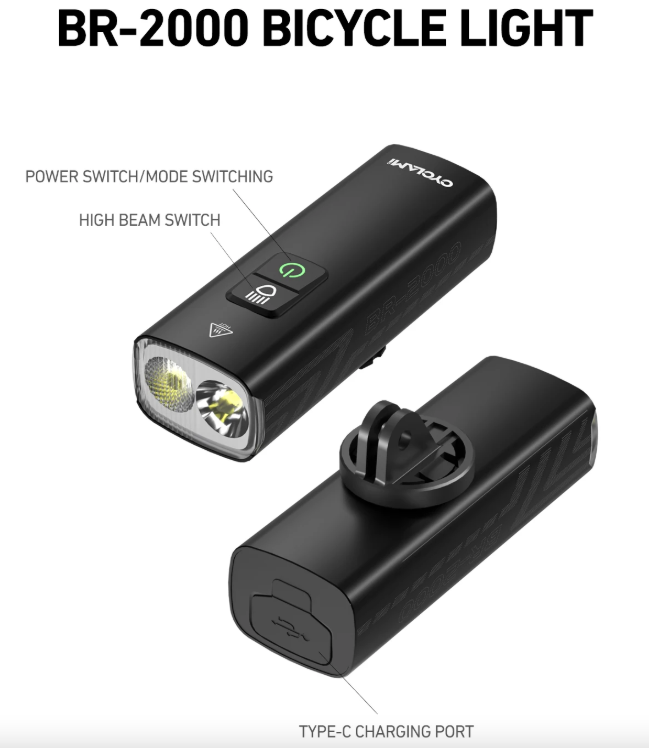 CYCLAMI Fahrrad-Scheinwerfer BR2000 Fahrrad Frontlicht Typ-C MTB Straßen-Highlight-Lampe Lenker Fahrradlichter