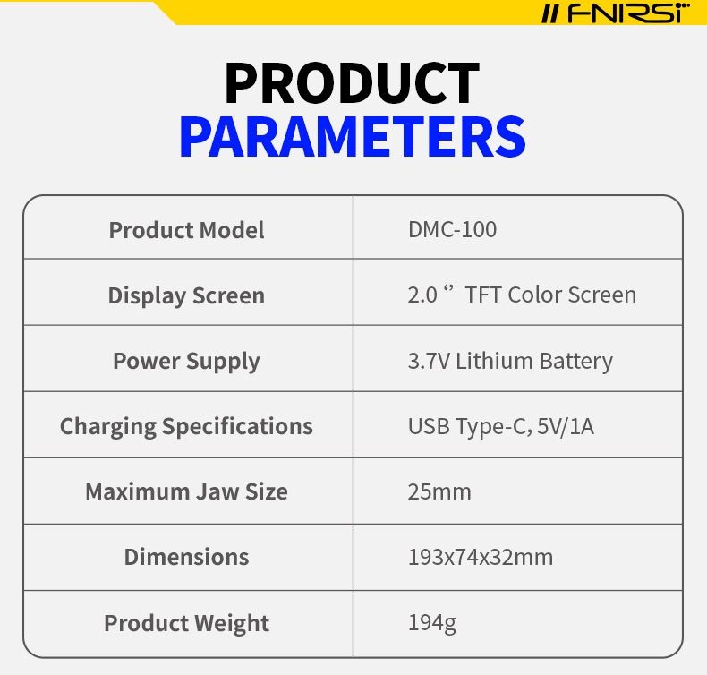FNIRSI DMC-100 Zangenmultimeter Vollautomatisch Intelligent Hochpräzise Zangenmessgerät Amperemeter Universalmessgerät, misst NCV, AC/DC Spannung Strom, Durchgang Kapazität Diode Widerstand, Temperatur