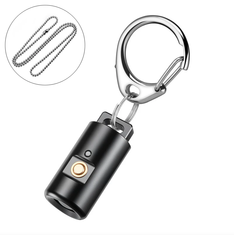 Wiederaufladbare Mini-LED-Taschenlampe für Camping und Wandern – Schlüsselanhängerlicht mit Halskette