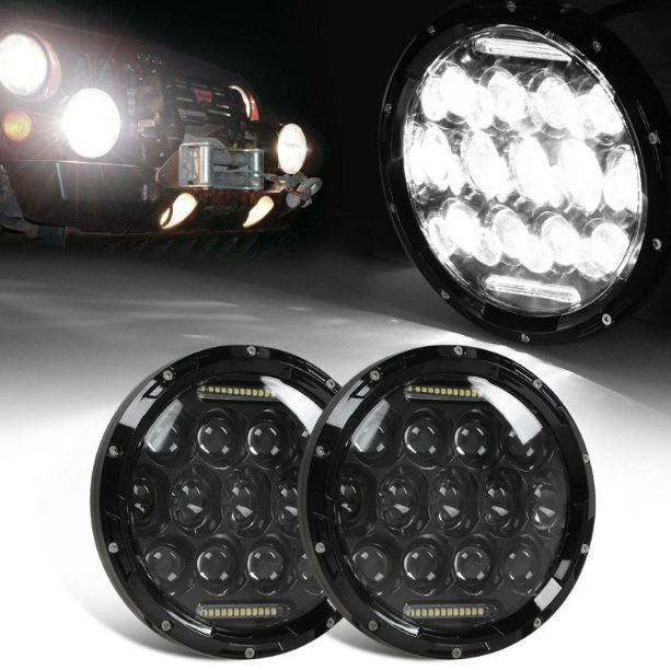 7 Zoll Motorrad LED-Scheinwerfer mit Abblendlicht, Tagfahrlicht (DRL) und Blinker - 7" runder Scheinwerfer für Harley Jeep Wrangler Hummer