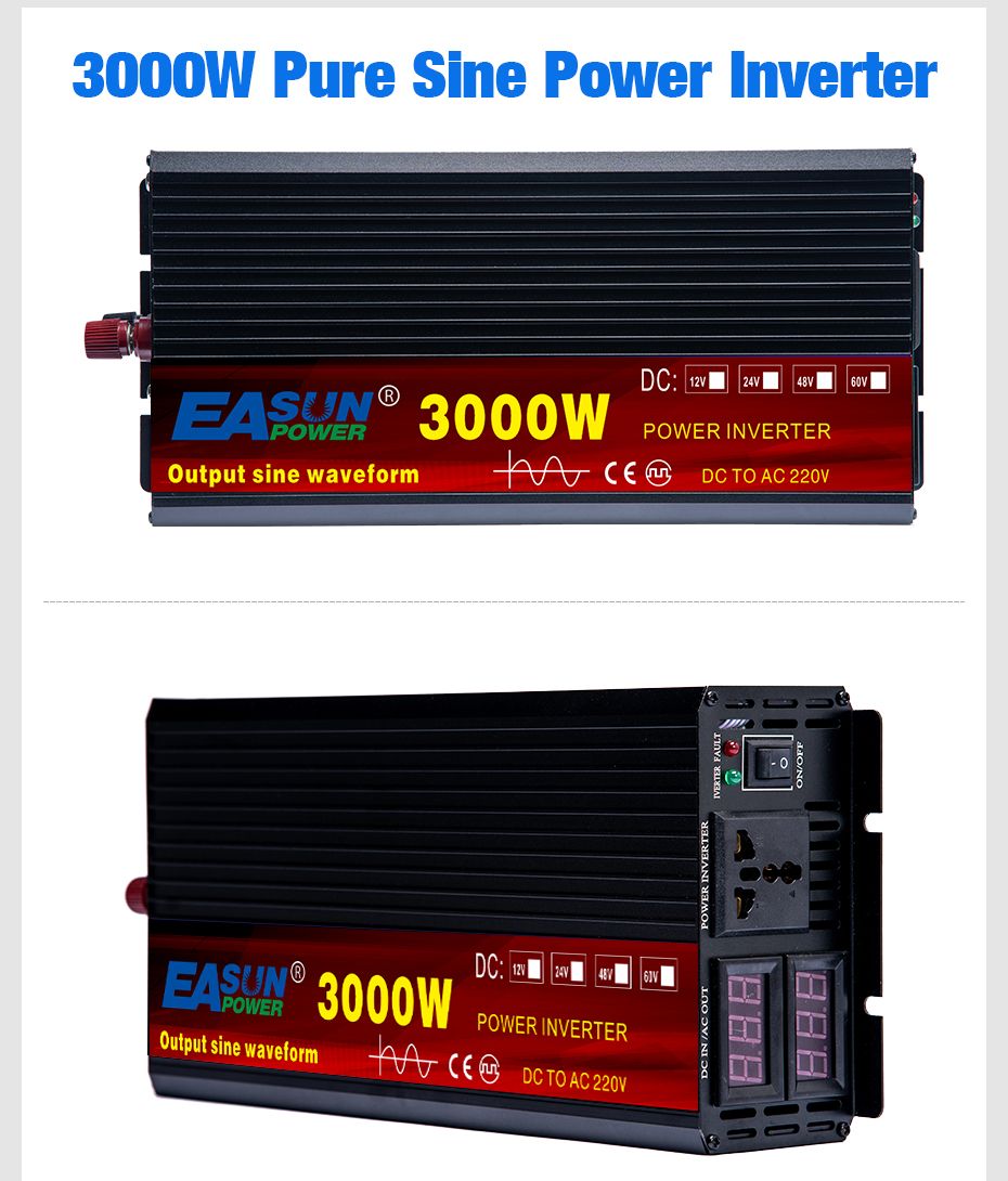 EASUN Reiner Sinus-Wechselrichter 2000W bis 5000W Hochleistungs-DC-zu-AC-Wandler für Zuhause und im Freien