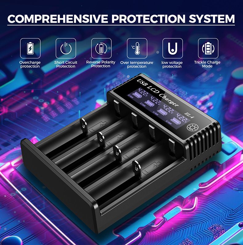 USB LCD Akku Smart Ladegerät – effizientes Ladegerät für 18650, AA, AAA Batterien mit LCD Display, vielseitig und tragbar
