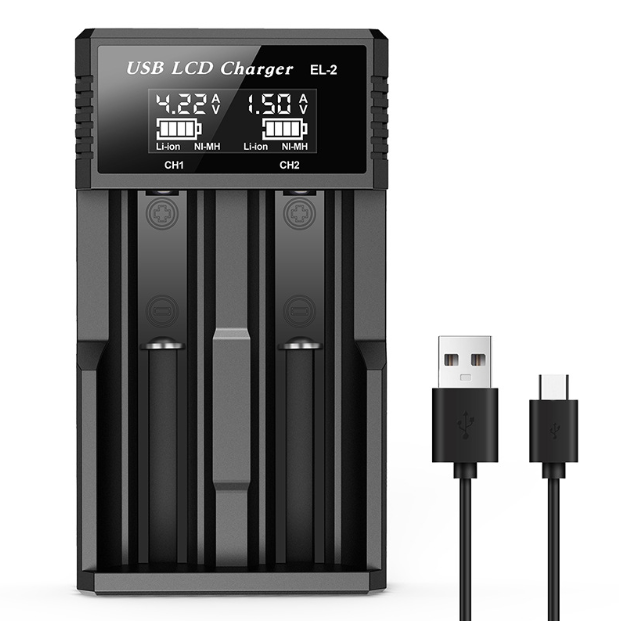 USB LCD Akku Smart Ladegerät – effizientes Ladegerät für 18650, AA, AAA Batterien mit LCD Display, vielseitig und tragbar