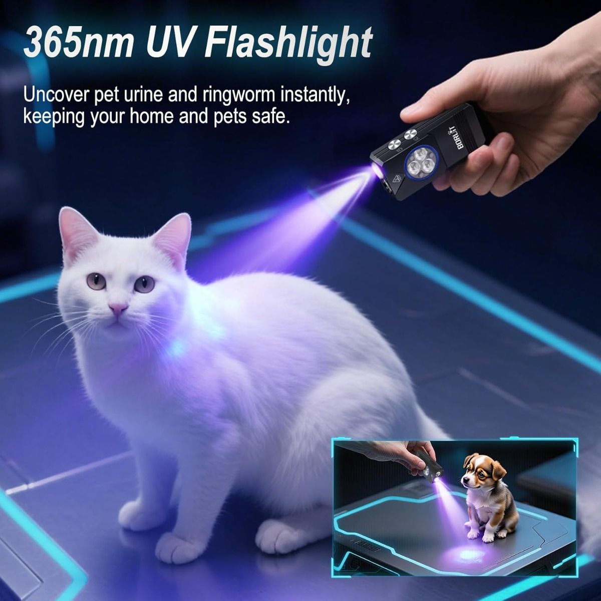 EV30 Mini LED EDC Taschenlampe mit 365nm UV-Licht, 550 Lumen, USB-C wiederaufladbare Taschenlampe für den Schlüsselbund