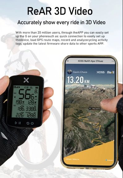 XOSS G+ G2 Fahrradcomputer GPS Generation Kabelloser Tacho Tracker mit individuellem Display und Herzfrequenzsensor