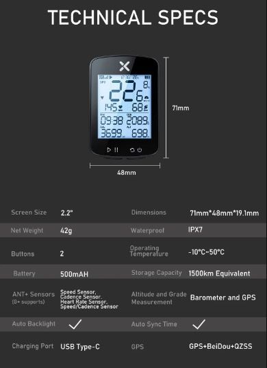 XOSS G+ G2 Fahrradcomputer GPS Generation Kabelloser Tacho Tracker mit individuellem Display und Herzfrequenzsensor