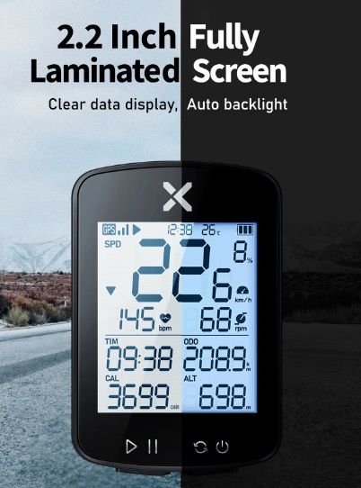XOSS G+ G2 Fahrradcomputer GPS Generation Kabelloser Tacho Tracker mit individuellem Display und Herzfrequenzsensor