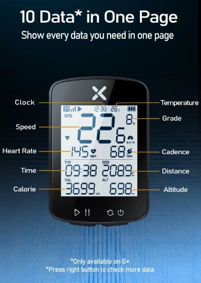 XOSS G+ G2 Fahrradcomputer GPS Generation Kabelloser Tacho Tracker mit individuellem Display und Herzfrequenzsensor