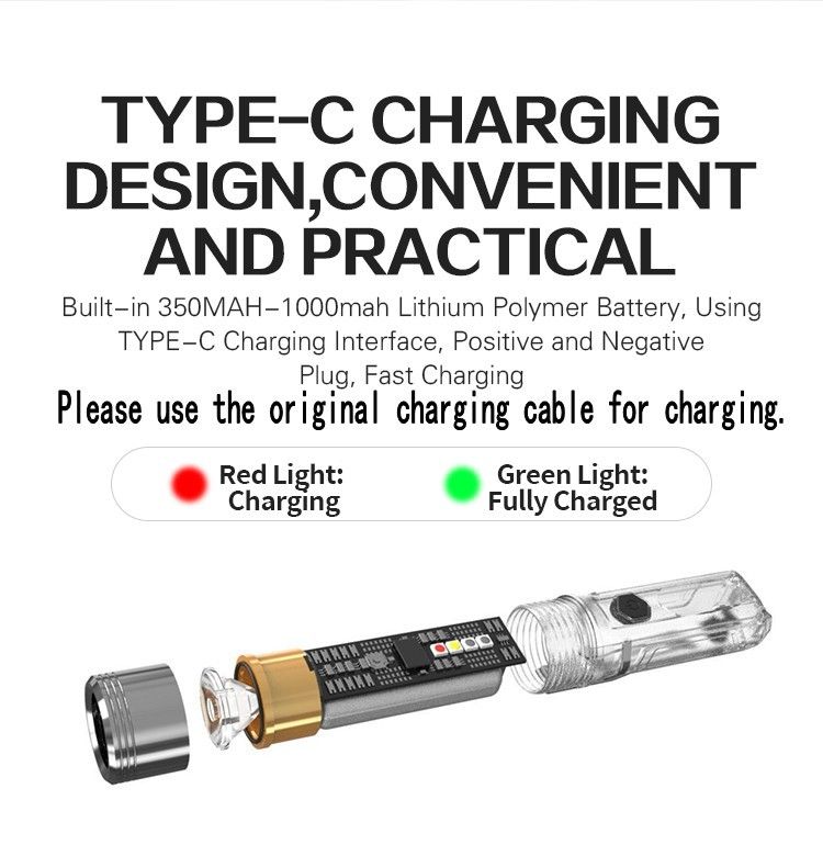 GT13 TIKI Mini-Schlüsselleuchte 1000 Lumen USB wiederaufladbar tragbare Beleuchtung für Camping und den täglichen Gebrauch
