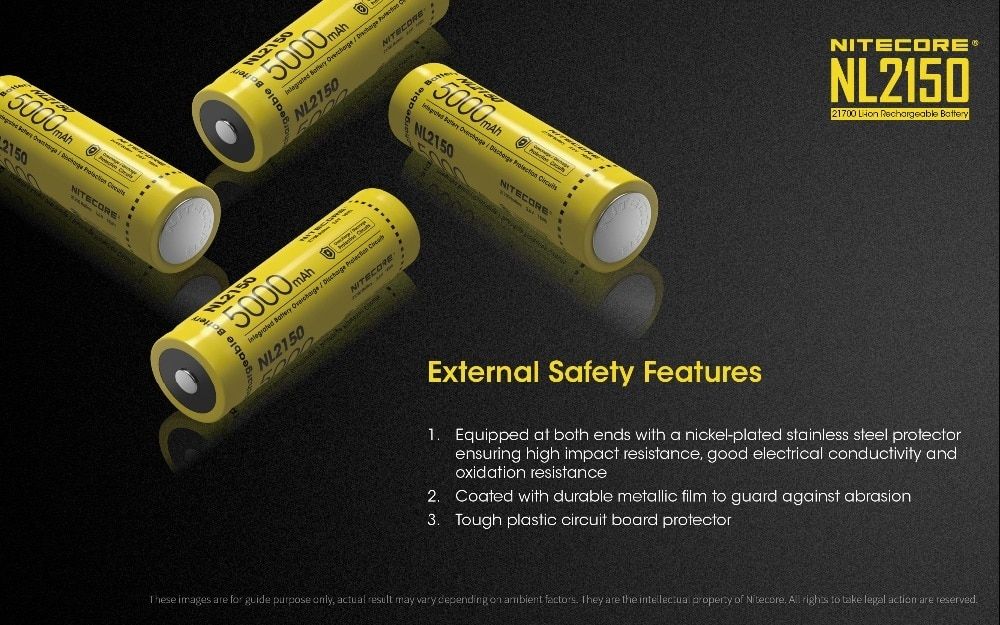 NITECORE NL2150 5000mAh 3.6V 21700 wiederaufladbarer Akku für leistungsstarke Taschenlampe, Drohne und Outdoor-Ausrüstung