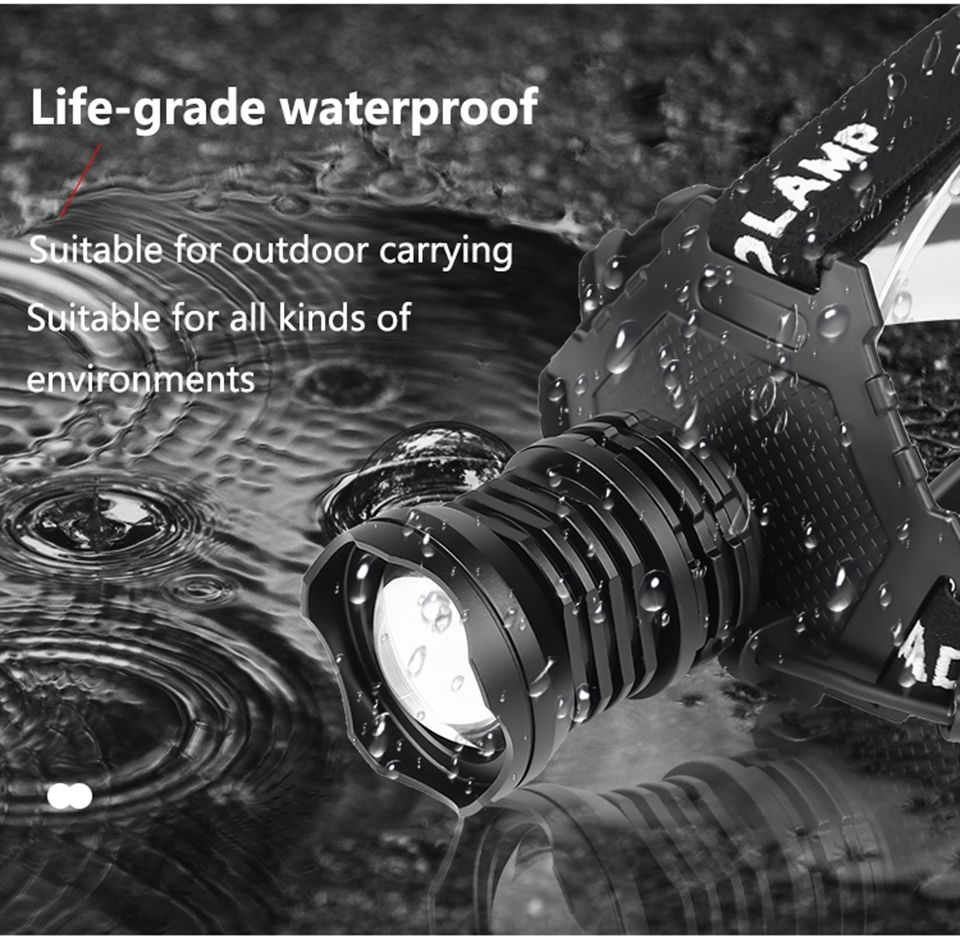 XHP70 LED Stirnlampe 8000LM USB-wiederaufladbar Outdoor-Leuchte IPX5 wasserdicht einstellbare Modi für Camping und Wandern