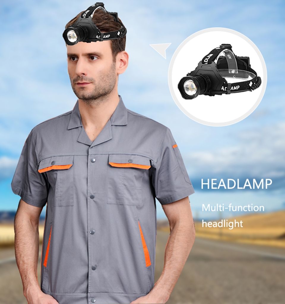 XHP70 LED Stirnlampe 8000LM USB-wiederaufladbar Outdoor-Leuchte IPX5 wasserdicht einstellbare Modi für Camping und Wandern