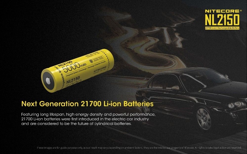 NITECORE NL2150 5000mAh 3.6V 21700 wiederaufladbarer Akku für leistungsstarke Taschenlampe, Drohne und Outdoor-Ausrüstung
