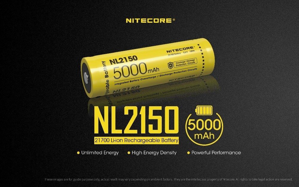 NITECORE NL2150 5000mAh 3.6V 21700 wiederaufladbarer Akku für leistungsstarke Taschenlampe, Drohne und Outdoor-Ausrüstung