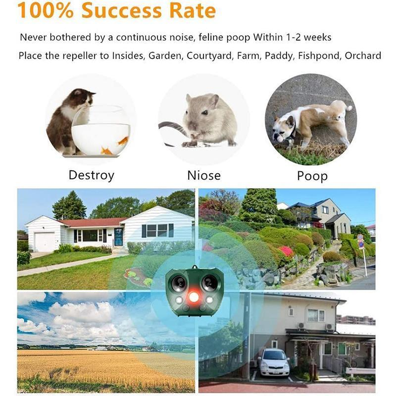 Umweltfreundlicher Ultraschall-Tiervertreiber Solarbetrieben Hirsch Katze Hund Abwehrmittel Outdoor Schädlingsbekämpfung Sicheres Gärtnern