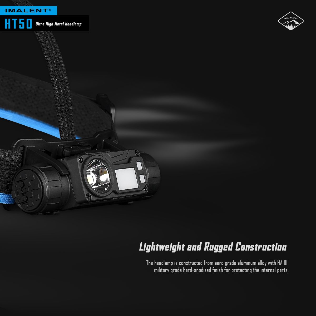 IMALENT HT50 LED Adventure-Stirnlampe, doppelte Lichtquellen, wiederaufladbar, leichtes Design, hohe Lumenleistung