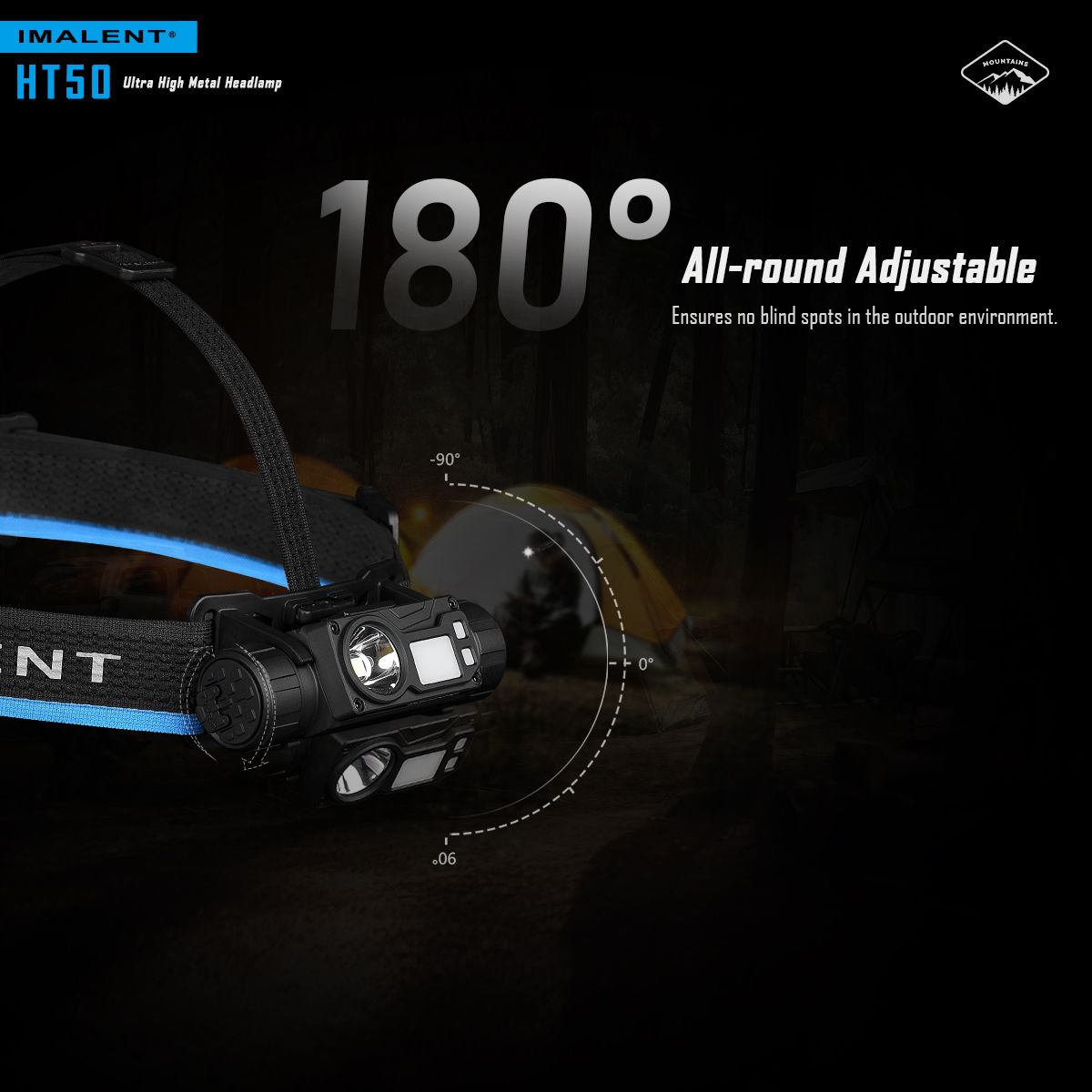 IMALENT HT50 LED Adventure-Stirnlampe, doppelte Lichtquellen, wiederaufladbar, leichtes Design, hohe Lumenleistung