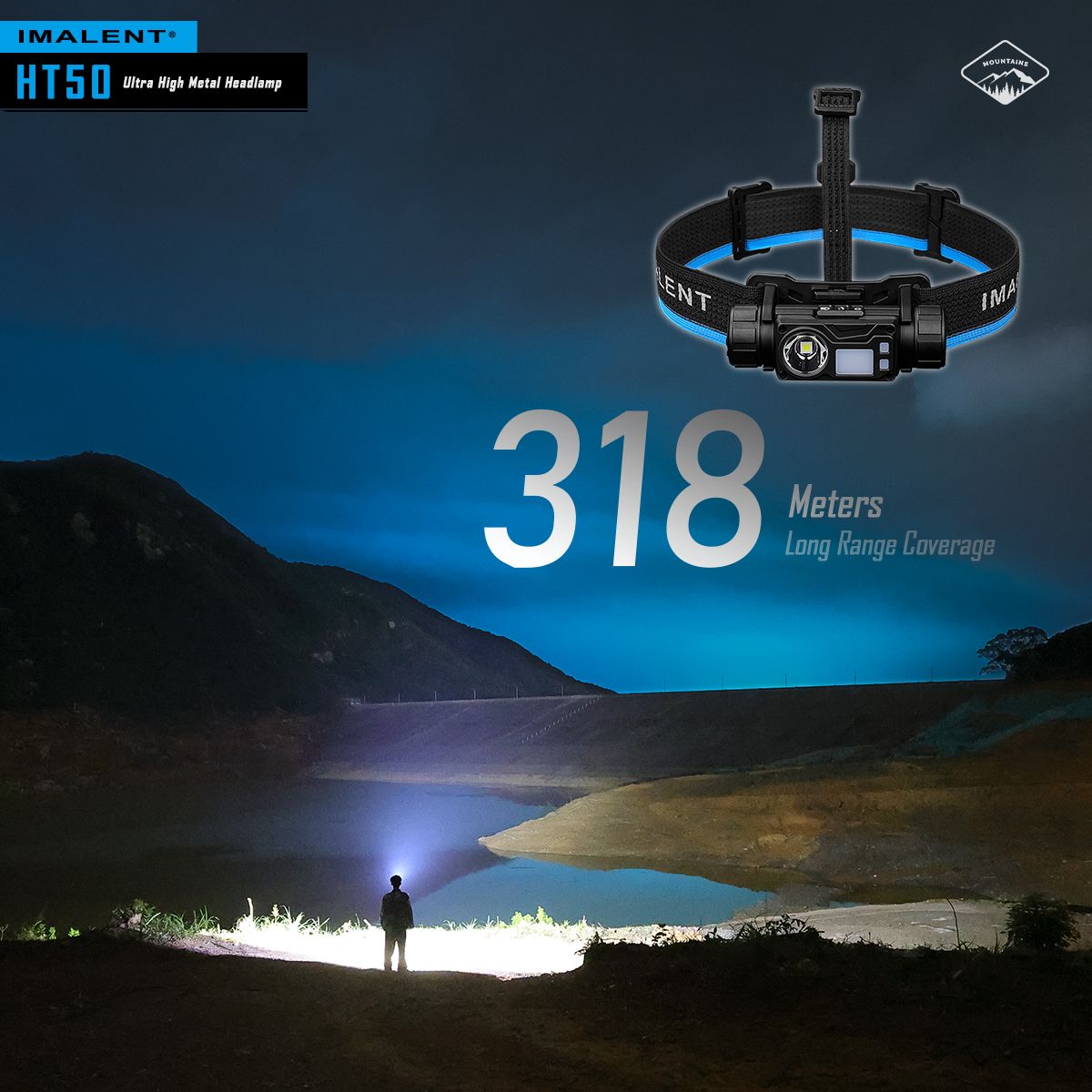 IMALENT HT50 LED Adventure-Stirnlampe, doppelte Lichtquellen, wiederaufladbar, leichtes Design, hohe Lumenleistung