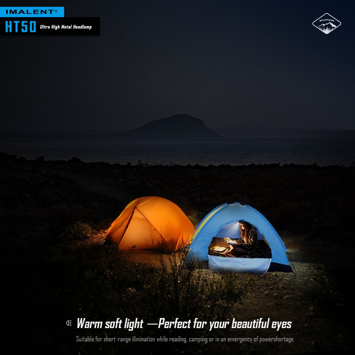 IMALENT HT50 LED Adventure-Stirnlampe, doppelte Lichtquellen, wiederaufladbar, leichtes Design, hohe Lumenleistung