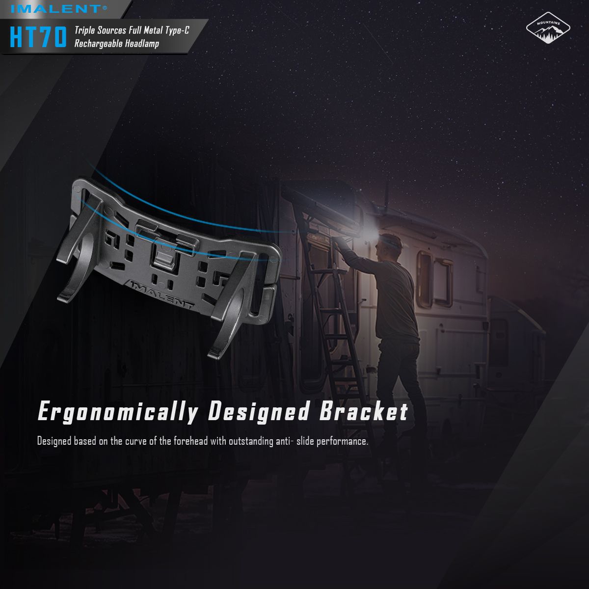 IMALENT HT70 Stirnlampe mit drei Lichtquellen, 3500 Lumen, wiederaufladbar, ergonomisches Design für Outdoor-Abenteuer