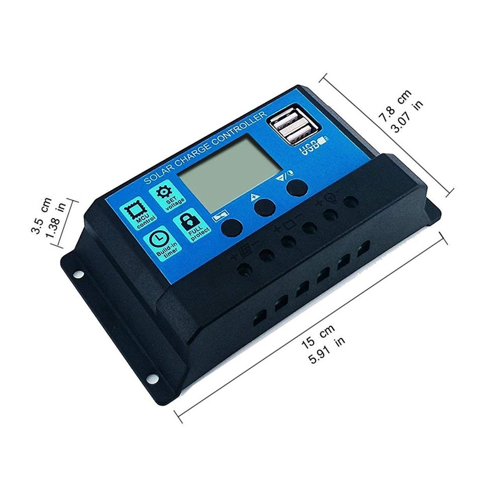 12V 24V Auto-Solar-Laderegler PWM LCD-Display mit doppeltem USB-Ausgang für Wohnmobile, abgelegene Hütten, Haushaltssysteme