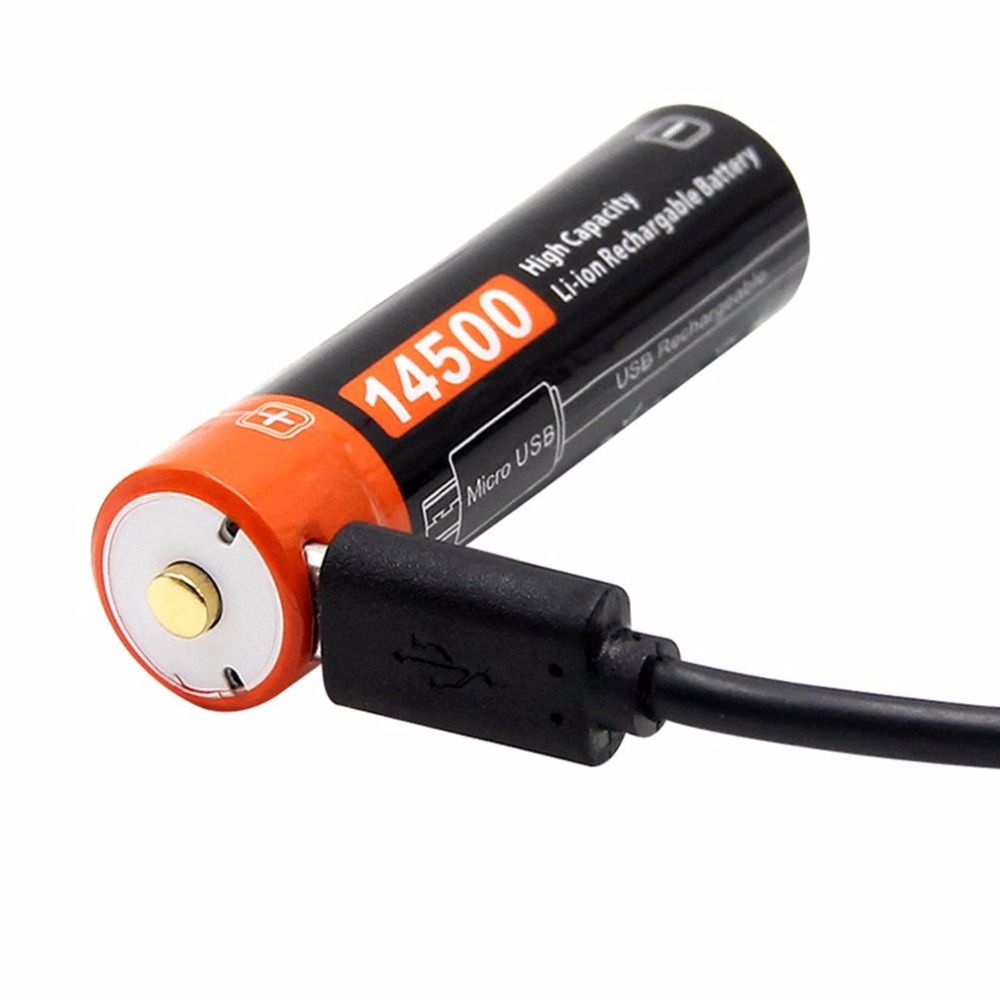 Doublepow 14500 750mAh wiederaufladbarer Akku 3,7V Li-Ion mit Micro USB für High-Drain-Geräte und Camping