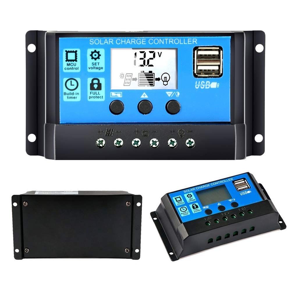 12V 24V Auto-Solar-Laderegler PWM LCD-Display mit doppeltem USB-Ausgang für Wohnmobile, abgelegene Hütten, Haushaltssysteme