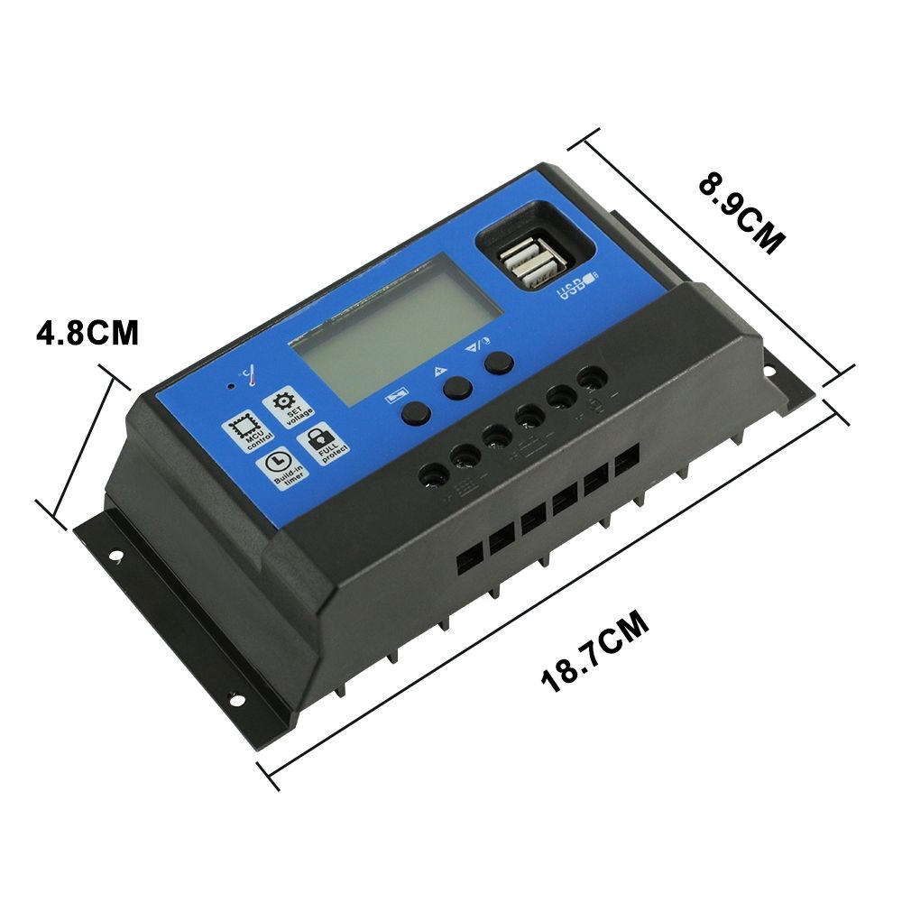 12V 24V Auto-Solar-Laderegler PWM LCD-Display mit doppeltem USB-Ausgang für Wohnmobile, abgelegene Hütten, Haushaltssysteme
