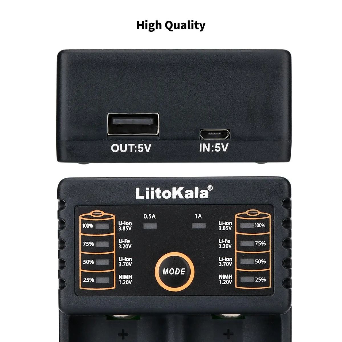 Liitokala Lii-202 Smart-Ladegerät für 18650 26650 21700 NiMH Lithium-Akkus mit zwei Kanälen und USB-Ausgang