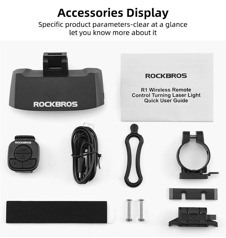 ROCKBROS LKWD-R1 Fahrradlicht Smart USB LED mit kabelloser Fernbedienung Blinkersignal Laserprojektor für Fahrradsicherheit