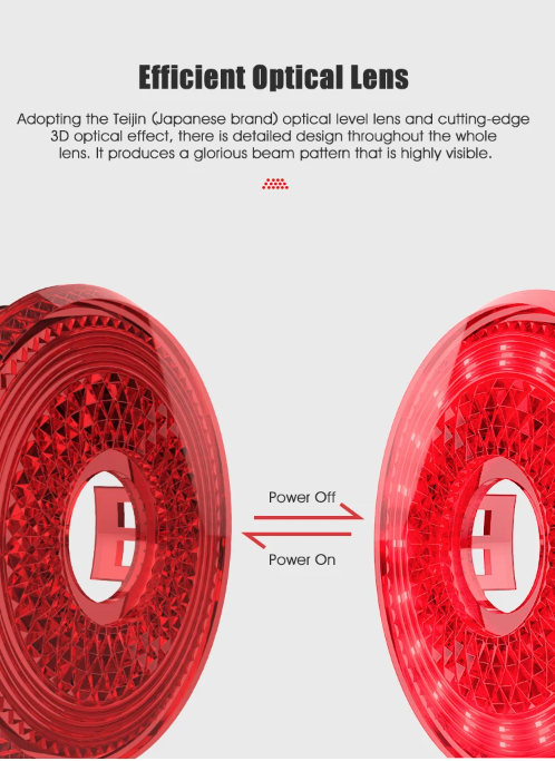 Gaciron LOOP-100 Hohe Helligkeit Fahrradrücklicht Bremsensensor Aluminiumlegierung für Stadt- und Geländefahrten