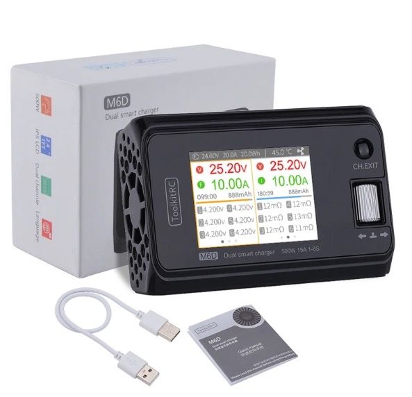 ToolkitRC M6D 500W 15A DC Dual-Kanal MINI Smart Ladegerät Entlader für RC-Elektroflug und Racing