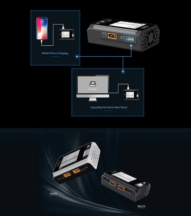 ToolkitRC M6D 500W 15A DC Dual-Kanal MINI Smart Ladegerät Entlader für RC-Elektroflug und Racing