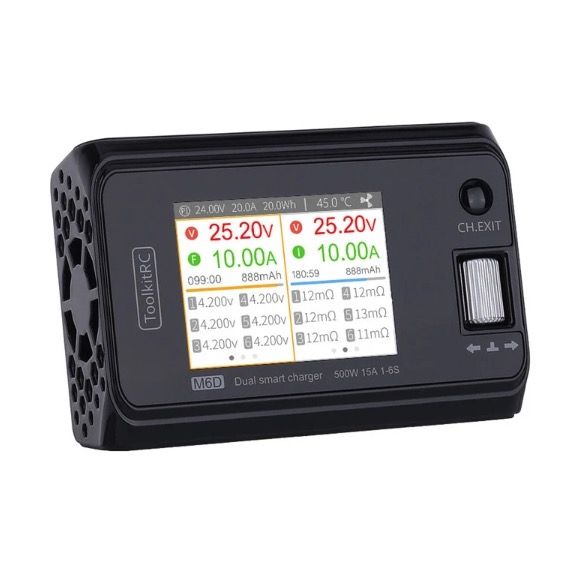 ToolkitRC M6D 500W 15A DC Dual-Kanal MINI Smart Ladegerät Entlader für RC-Elektroflug und Racing