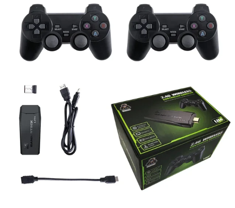 M8 Videospielkonsole mit Dual-2.4G-Funkcontrollern, 10.000 Retro-Spiele-Bibliothek, PS1, Atari, 64G-Modell