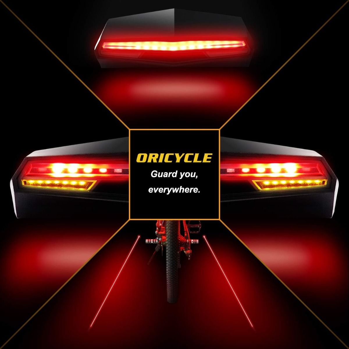 C1 wiederaufladbares Fahrrad-Rücklicht LED - Fernbedienung, Blinker, Spurwarnung, einfache Installation für Fahrrad-Sicherheitswarnlicht