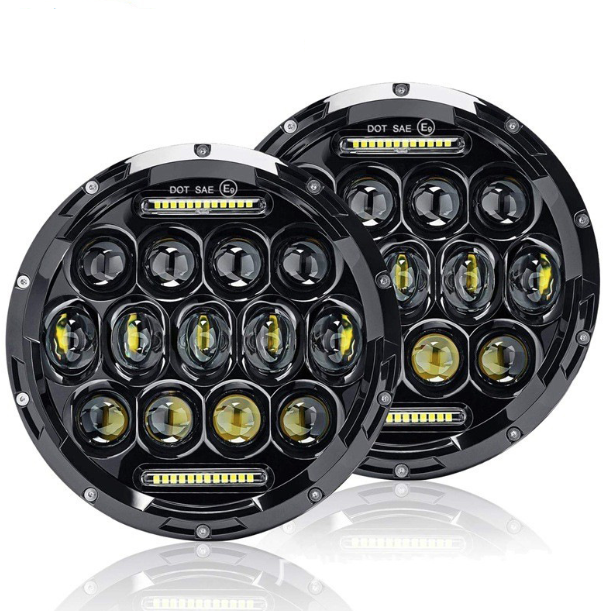 7 Zoll Motorrad LED-Scheinwerfer mit Abblendlicht, Tagfahrlicht (DRL) und Blinker - 7" runder Scheinwerfer für Harley Jeep Wrangler Hummer