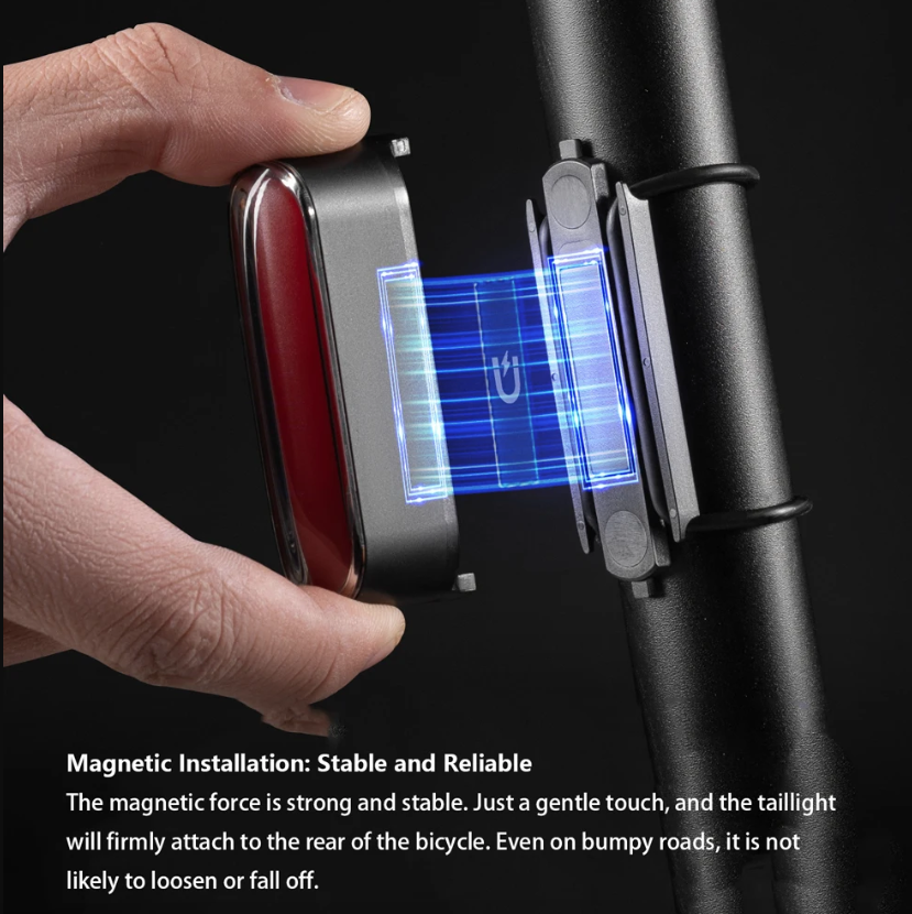 ROCKBROS Magnetisches Fahrradrücklicht IPX6 wasserdicht 7 Modi intelligenter Sensor Nacht-Sicherheitswarnlicht Fahrradzubehör