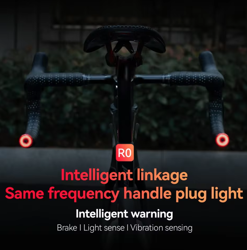 ROCKBROS R0 Lenkerendkappe Fahrradlicht Typ-C MTB Rennrad Rücklicht