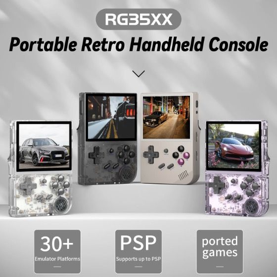 ANBERNIC RG35XX Retro-Handheld-Spielkonsole mit lebendigem IPS-Bildschirm, PSP-Unterstützung für nostalgisches Spielerlebnis in Grau