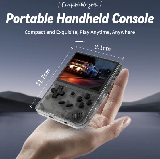 ANBERNIC RG35XX Retro-Handheld-Spielkonsole mit lebendigem IPS-Bildschirm, PSP-Unterstützung für nostalgisches Spielerlebnis in Grau