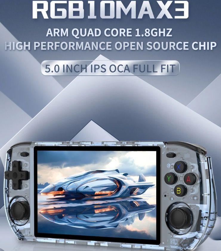 POWKIDDY RGB10 MAX3 Retro-Handheld-Spielekonsole 5 Zoll IPS-Bildschirm, Hochleistung RK3566 Linux-System