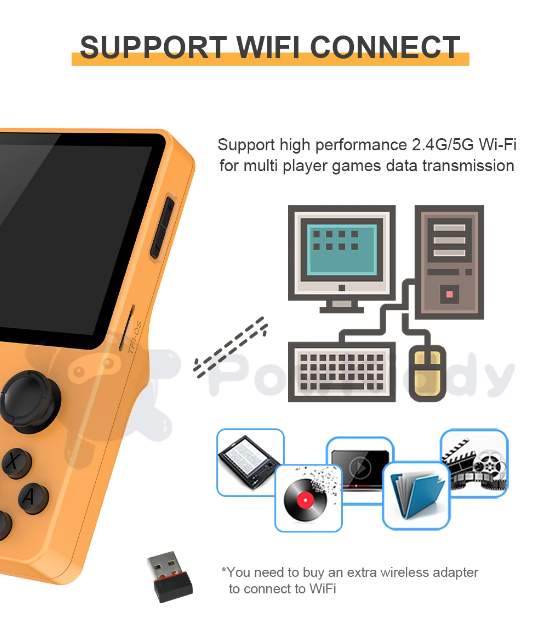 POWKIDDY RGB20S Handheld-Spielkonsole Retro-Spiele mit RK3326 3,5-Zoll-Bildschirm und Spiel-Emulatoren N64 PS1