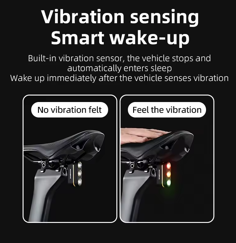ROCKBROS Smart Fahrrad Rücklicht IP64 wasserdicht Warnrücklicht Typ-C Ladung Bremserkennung Rücklicht Nachtfahrlicht Fahrrad Zubehör